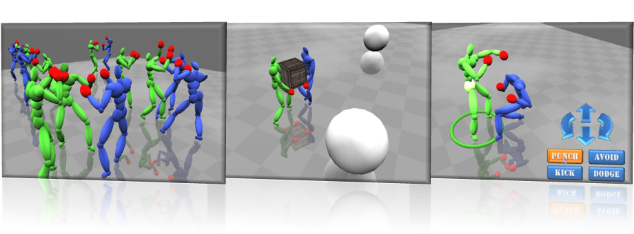 Simulating Interactions of Avatars in High Dimensional State Space